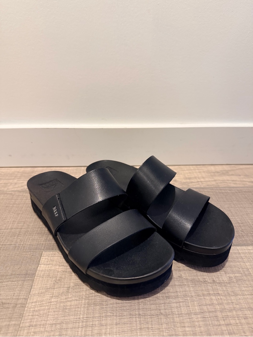 Reef Women's Black Double-Strap Slide Sandals